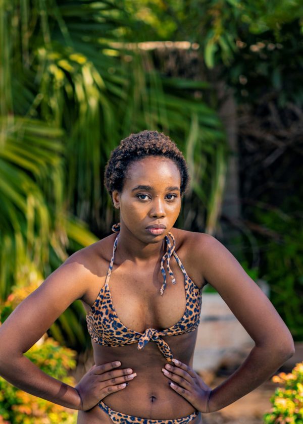 ZENA TIE FRONT BIKINI TOP - LEOPARD - Image 2