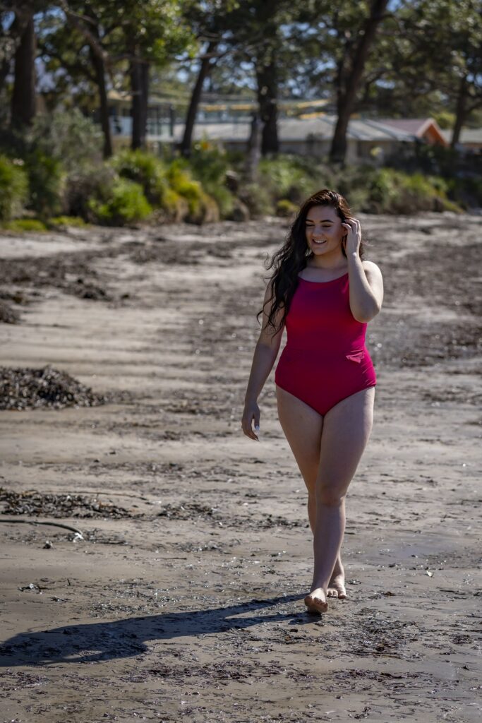 girl in a sustainable bikini by peppermint pebbles