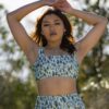 girl wearing a bikini top from peppermint pebbles